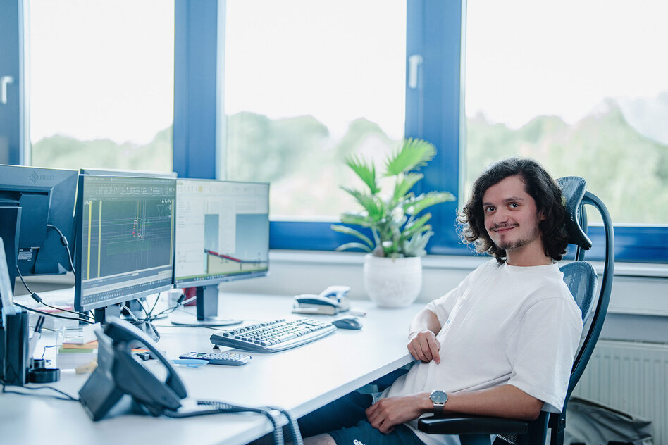 Portraits eines Mitarbeitenden bei Glasbau Wiedemann